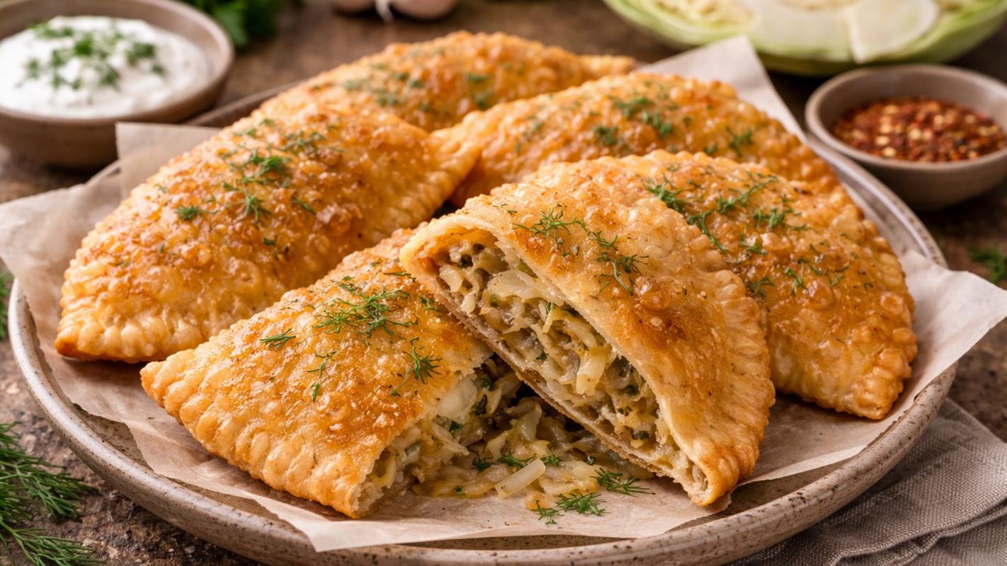 Чебурек з м'ясом і томатами